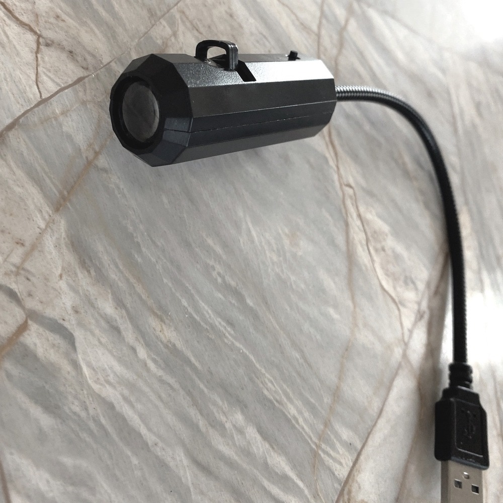 USB Flexible Gooseneck LED Light Black Octagonal Clip-On Lamp T3 Tiny Small